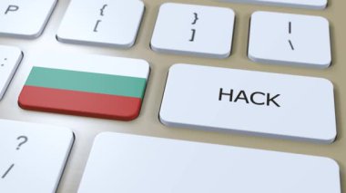 Bulgaristan Ülke Hacklemesi veya Hacker Saldırı Animasyonu. Ülke Ulusal Bayrağı.