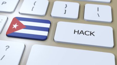Küba Ülke Hackleme veya Hacker Saldırı Animasyonu. Ülke Ulusal Bayrağı.