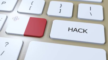Malta Ülke Hackleme ya da Hacker Saldırı Animasyonu. Ülke Ulusal Bayrağı.