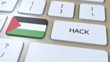 Filistin Ülke Hacklemesi ya da Hacker Saldırı Animasyonu. Ülke Ulusal Bayrağı.