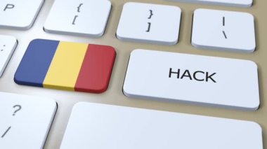 Romanya Hack of Country veya Hacker Attack Animasyon. Ülke Ulusal Bayrağı.