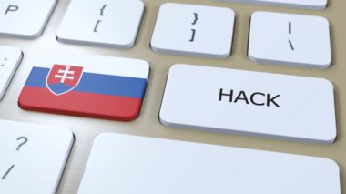 Slovakya Ülke Hack 'i ya da Hacker Attack Animasyon. Ülke Ulusal Bayrağı.