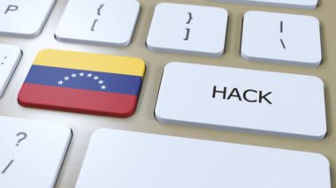 Venezuela Ülke Hack 'i ya da Hacker Attack Animasyon. Ülke Ulusal Bayrağı.