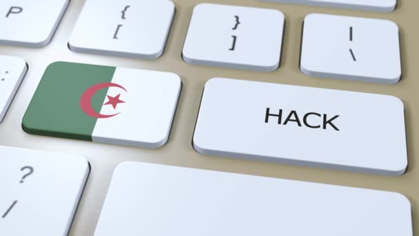Argelia Hack País Hacker Ataque Animación País Bandera Nacional — Vídeos de Stock