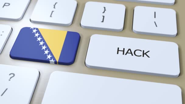 Bosnia Erzegovina Hack Country Hacker Attack Animation Paese Bandiera Nazionale — Video Stock