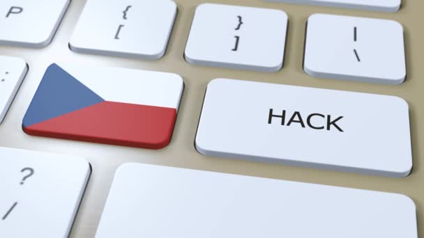 Czechy Czech Republic Hack Country Lub Hacker Attack Animation Krajowa — Wideo stockowe