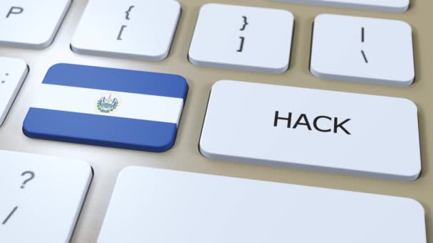 Salvador Hack Country Hacker Attack Animação País Bandeira Nacional — Vídeo de Stock