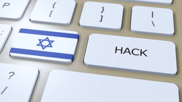 Israël Hack Country Hacker Attack Animatie Nationale Vlag Land — Stockvideo