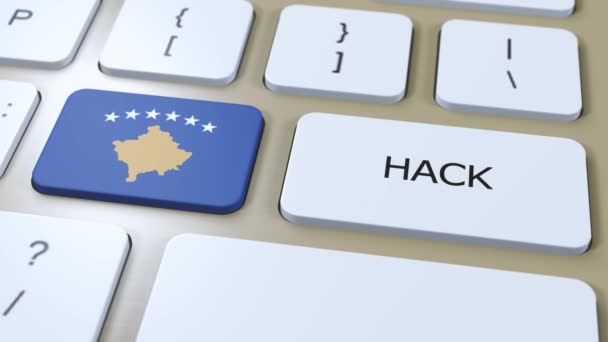 Kosova Ülke Hacklemesi Veya Hacker Saldırı Animasyonu Ülke Ulusal Bayrağı — Stok video