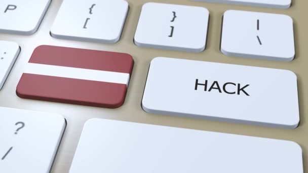 Łotwa Hack Country Lub Hacker Attack Animation Krajowa Bandera — Wideo stockowe