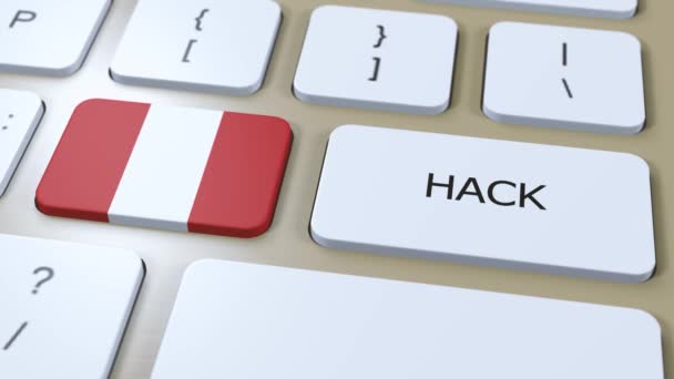 Peru Hack Country Eller Hacker Attack Animation Land Nationell Flagga — Stockvideo