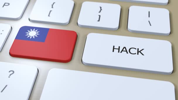 Taiwan Hack Country Hacker Attack Animação País Bandeira Nacional — Vídeo de Stock