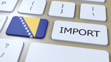 Bosna-Hersek 3D İthalat Animasyonu. Ülke Bayrağı ve Düğmesi.