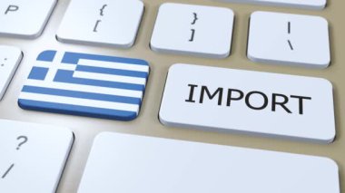 Yunanistan 3D Animasyon İçeriye Aktar. Ülke Bayrağı ve Düğmesi.