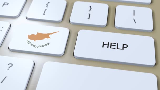 Chipre Ayuda Concepto Animación Bandera País Con Texto Botón — Vídeos de Stock