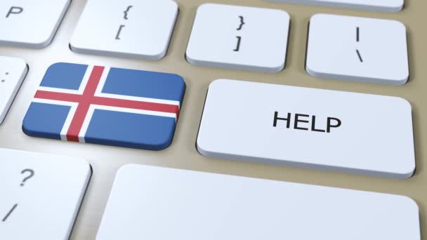 Islândia Ajuda Conceber Animação Bandeira País Com Texto Botão — Vídeo de Stock