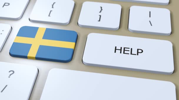Sweden Help Concept Animation Country Flag Text Button — Stock Video