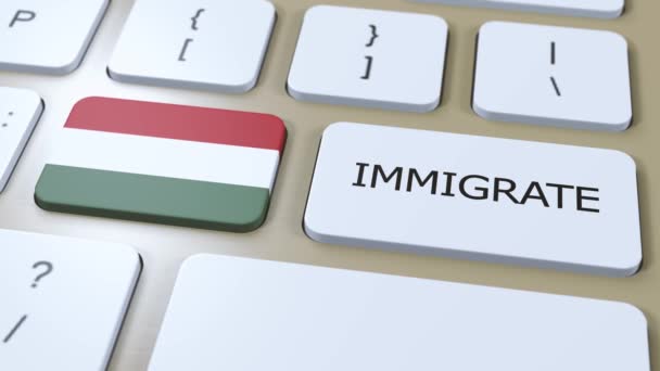 Magyarország Bevándorlási Koncepció Animáció Ország Zászló Szöveges Bevándorlás Gomb — Stock videók