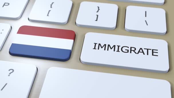 Olanda Immigration Concept Animation Paese Bandiera Con Testo Immigra Sul — Video Stock