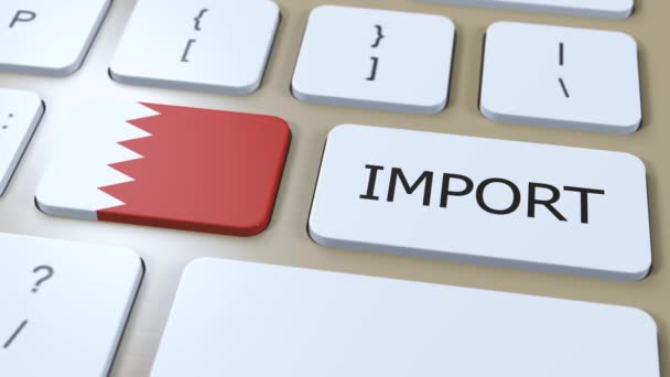 Bahrain Import Animation Länderfahne Und Knopf — Stockvideo
