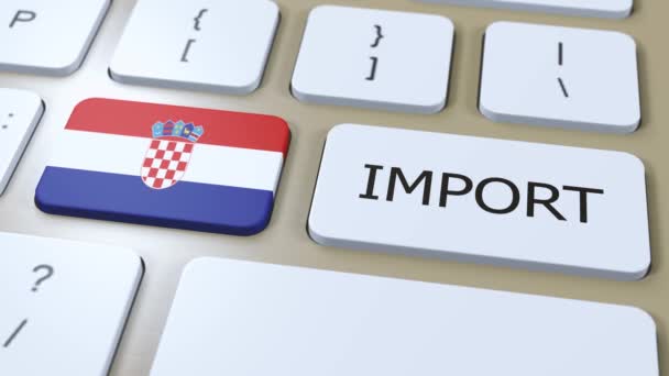 克罗地亚进口3D动画 国旗和纽扣 — 图库视频影像
