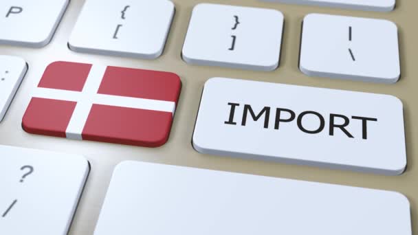 Dinamarca Importar Animação País Bandeira Botão — Vídeo de Stock