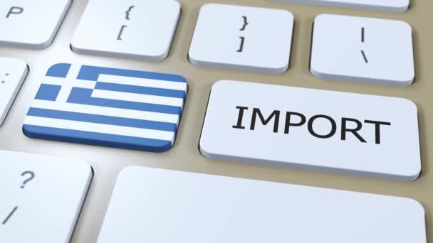 Grecja Import Animacji Flaga Kraju Przycisk — Wideo stockowe
