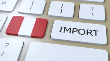 Peru İçeriye 3D Animasyon Aktar Ülke Bayrağı ve Düğmesi.