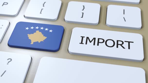 Kosovo Import Animation Länderfahne Und Knopf — Stockvideo