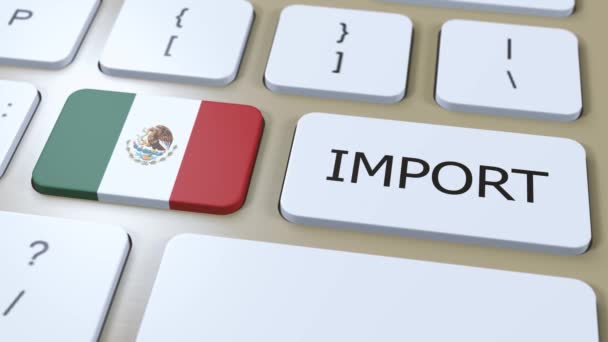 Εισαγωγή Του Μεξικού Animation Σημαία Και Κουμπί Χώρας — Αρχείο Βίντεο