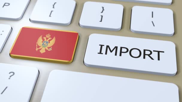 Montenegro Import Animation Флаг Кнопка Страны — стоковое видео