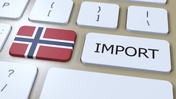 Noruega Importar Animación Bandera País Botón — Vídeos de Stock