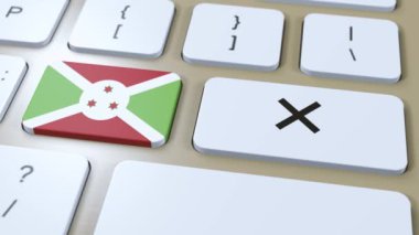 Burundi Ulusal Bayrak ve Haç veya Düğmesiz 3D Canlandırma.