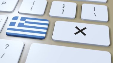Yunanistan Ulusal Bayrak ve Çapraz veya Düğmesiz 3D Canlandırma.