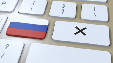 Rusya Ulusal Bayrak ve Çapraz veya Düğmesiz 3D Canlandırma.