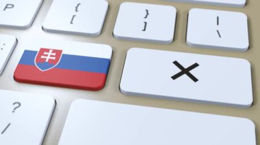 Slovakya Ulusal Bayrak ve Çapraz veya Düğmesiz 3D Canlandırma.