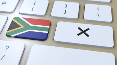 Güney Afrika Ulusal Bayrak ve Haç veya Düğmesiz 3D Canlandırma.