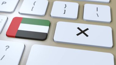 BAE Birleşik Arap Emirlikleri Ulusal Bayrak ve Haç veya Düğmesiz 3D Canlandırma.