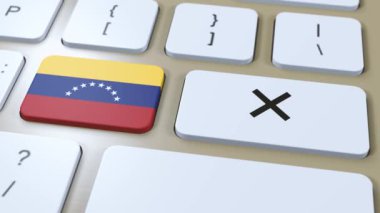 Venezuela Ulusal Bayrak ve Çapraz veya Düğmesiz 3D Canlandırma.