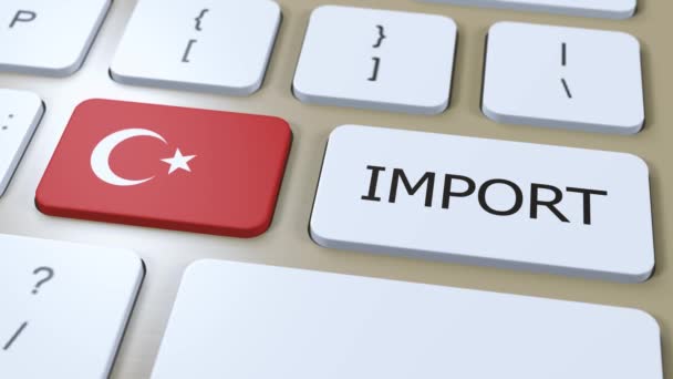Турция Импорт Анимации Флаг Кнопка Страны — стоковое видео
