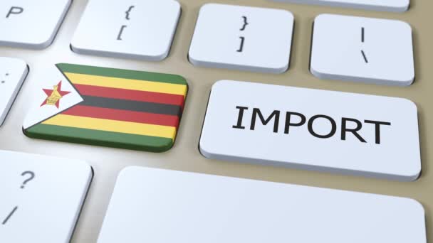 Зимбабве Импорт Анимации Флаг Кнопка Страны — стоковое видео