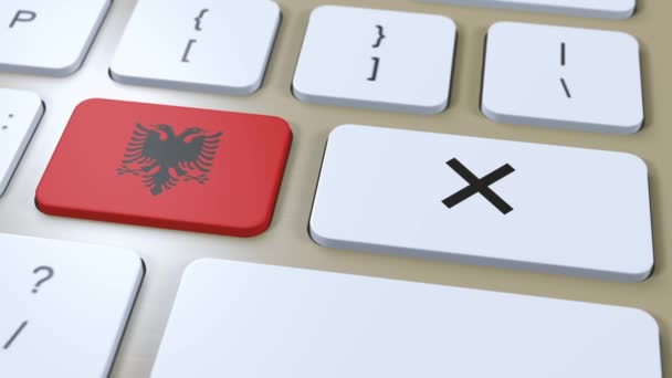 Albania National Flag Cross Button Animation — Stock Video