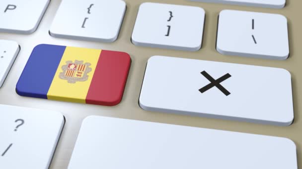 Bandeira Nacional Andorra Animação Cross Button — Vídeo de Stock