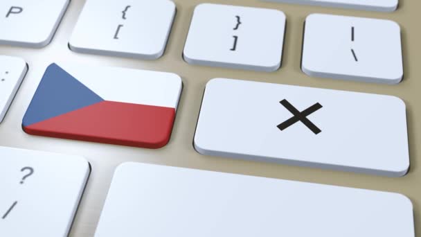 Tjeckiska Republiken National Flag Cross Eller Button Animation — Stockvideo
