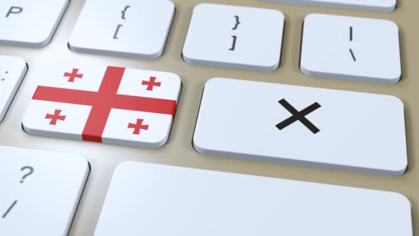 Bandeira Nacional Geórgia Cruz Sem Botão Animação — Vídeo de Stock