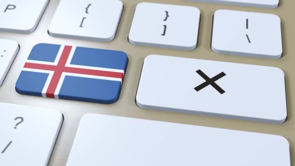 Island Nationalflagge Und Kreuz Oder Keine Schaltfläche Animation — Stockvideo