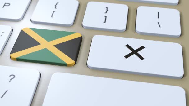 Jamaika Nationalflagge Und Kreuz Oder Kein Knopf Animation — Stockvideo