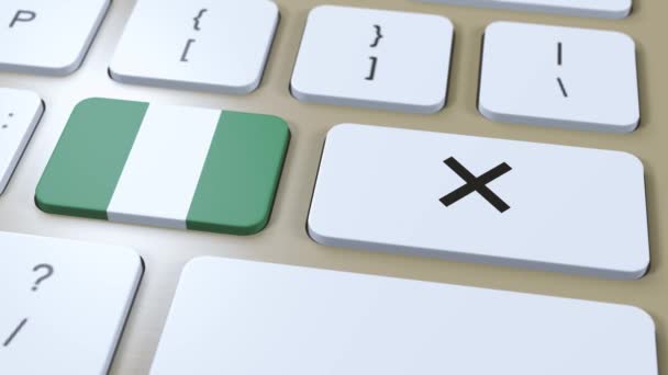 Bandeira Nacional Nigéria Cruz Sem Botão Animação — Vídeo de Stock