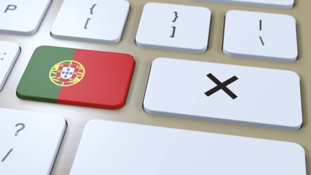 Portugal Nationell Flagga Och Kors Eller Ingen Knapp Animation — Stockvideo