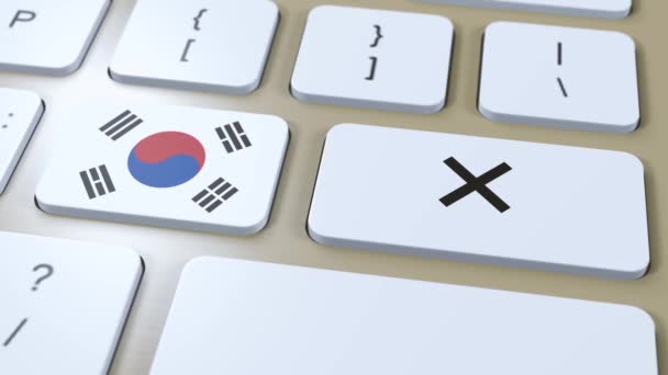 Corea Del Sur Bandera Nacional Cruz Botón Animación — Vídeo de stock